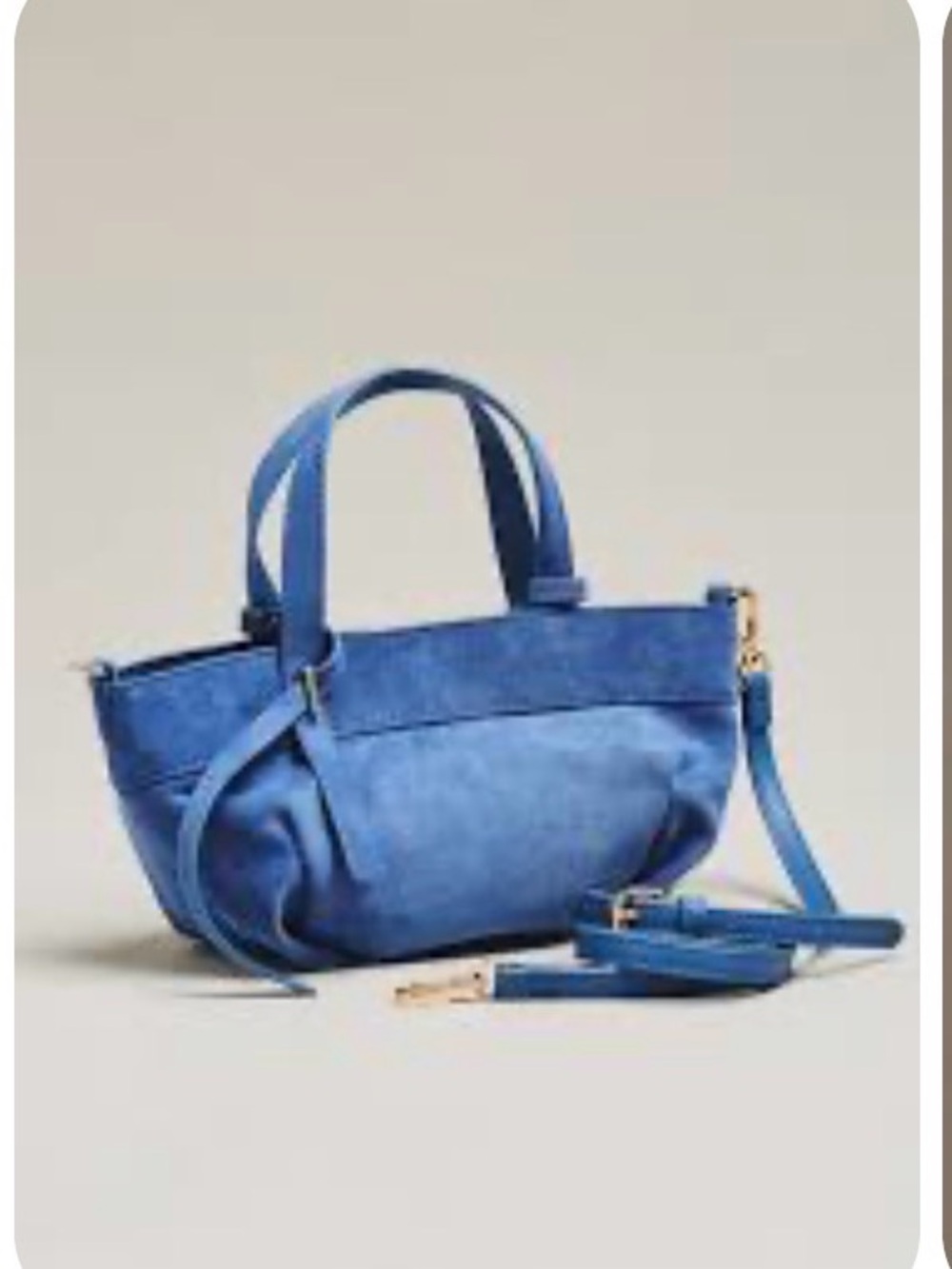 Anthropologie Blue Suede Top-Handle & Crossbody Bag
